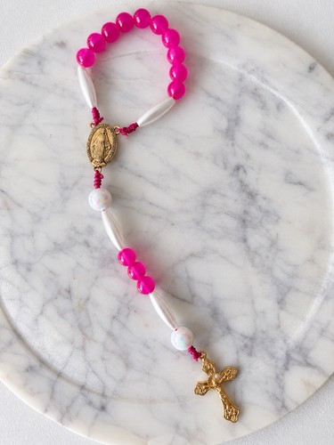 Rosenkranz mit pink glas - rosenkranz,
