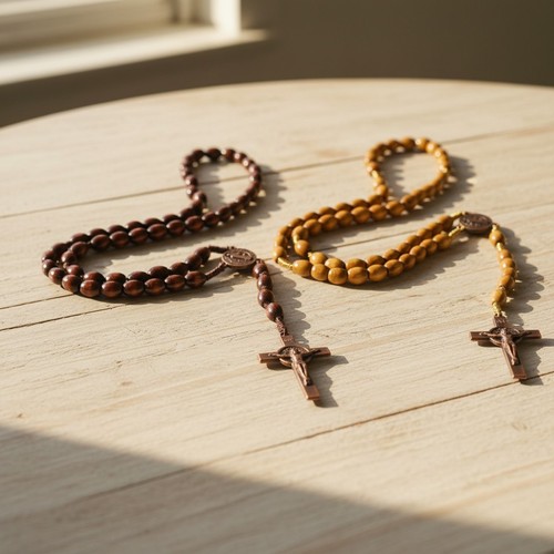 Rosenkranz kreuz kette holz - kreuz,
